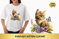 Watercolour Fantasy Kitten Clipart Product Image 1
