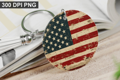 4Th Of July Flag Keychain Sublimation - Round Keychain PNG Product Image 1