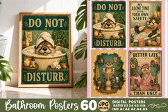 Bathroom funny otters posters, Retro 60 Posters JPG Bundle Product Image 10