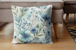 Blues &amp; Greens Watercolor Floral Patterns, Shabby Chic Product Image 7