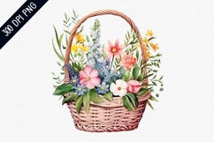 Flowers Basket Sublimation - Flowers Sublimation Design Product Image 1