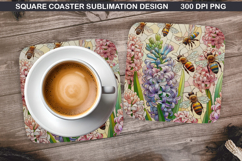 Flowers Coaster Sublimation, Spring Flowers Coaster PNG Product Image 1