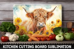 Highland Cow With Sunflowers Cutting Board Product Image 1