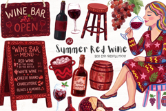 Summer Red Wine Clipart Product Image 1