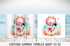 Summer cartoon Tumbler Wrap|PNG, 20 oz. Product Image 4