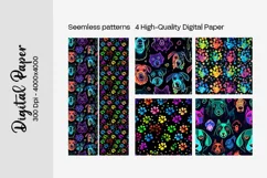 Dog Paw Digital Paper Seamless Scrapbook Paper Product Image 3