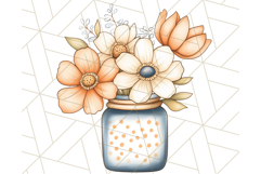 Flowers in Glass Jars PNG, Rustic Floral Watercolor Clipart Product Image 3