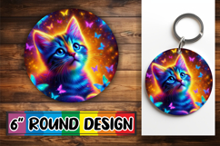 Radiant Round Coaster Design PNG, Cat Product Image 1