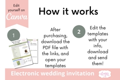 Navy and Blush Wedding Invitation Canva template Product Image 7