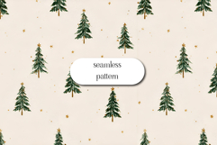 Christmas Tree Seamless Pattern with Golden Stars Product Image 1