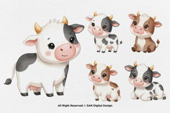 15 Bundle Watercolor Baby Cow Buffalo Milk Horn Farm Sticker Product Image 7