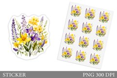 Wildflowers Sticker Design. Floral Sticker Printable Product Image 1