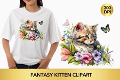 Watercolour Fantasy Kitten Clipart Product Image 1