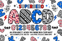 Superhero Digital Papers, superhero doodle letters Product Image 2