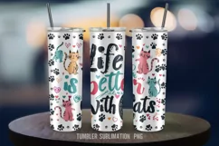 Fun Cat Design 20 oz Tumbler Sublimation - Colorful Art Product Image 2