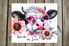 Cow with lowers | 4 western tumbler sublimation designs PL2 Product Image 3