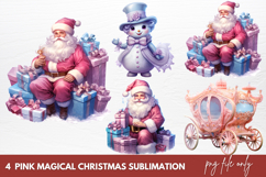 Pink Magical Christmas Sublimation Clipart Product Image 1