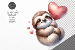 Valentines day clipart, Sloth clipart, Birthday clipart Product Image 1