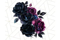 Gothic Floral PNG, Dark Aesthetic Flowers Clipart Print Product Image 3