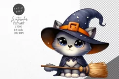 Halloween clipart, Cat witch clipart, Cat clipart Product Image 1