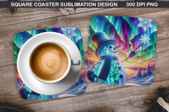 Snowman Coaster Sublimation, Christmas Coaster PNG Design Product Image 1