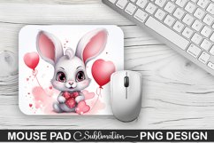 Valentine Bunny Sublimation Mouse Pad PNG Design Product Image 1