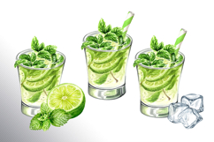 Mojito. Hand drawn watercolor set Product Image 8