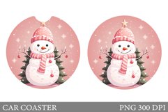 Cute Snowman Car Coaster. Christmas Car Coaster Design Product Image 1