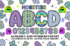 Monsters Digital Papers, monsters doodle letters Product Image 2