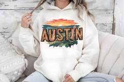 Austin Texas PNG, Vintage Longhorn City Skyline Sublimation Product Image 7
