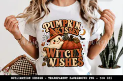 Pumpkin Kisses PNG, Cute Ghost Witchy Wishes Sublimation Product Image 5