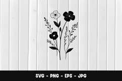Wildflower Outline SVG PNG Product Image 1
