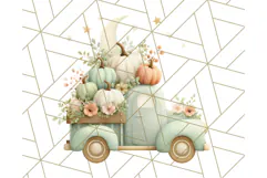 Vintage Truck Pumpkin and Fall Flowers PNG Clipart, Autumn Product Image 3