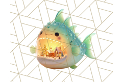 3D Under the Sea Christmas Clipart, Ocean Christmas PNG Product Image 3