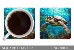 Turtle Square Coaster. 3D Turtle Coaster Sublimation Product Image 1