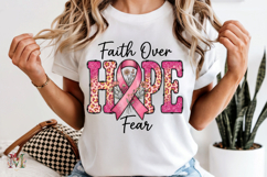 Faith Over Fear PNG, Hope Pink Ribbon Sublimation Design Product Image 6