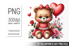 Cute Bear Sublimation, Valentine&#039;s Digital Clipart PNG Product Image 1