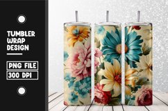 Vintage floral Tumbler Wrap | Sublimation | 20 oz Skinny Product Image 1