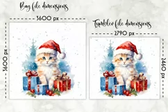 Watercolour Cat Lunch Bag Print | Christmas Lunch Bag Product Image 2