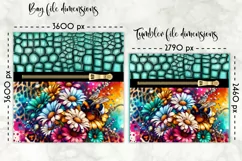 Flowers on Animal Print Lunch Bag Design, Embossed Leather Product Image 2