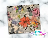 Floral Collage 20 oz Skinny Tumbler Wrap Product Image 2