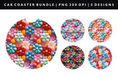 Flower Keychain And Car Coaster Sublimation Design Product Image 1