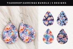 Flower Teardrop Earring Sublimation PNG Design Product Image 1