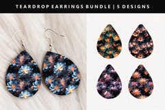 Flower Teardrop Earring Sublimation PNG Design Product Image 1