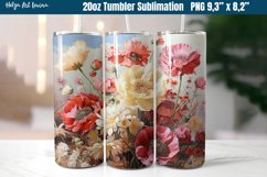 3D Flower 20 OZ Skinny Tumbler Sublimation Product Image 1