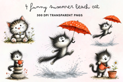 Funny Summer Beach Cat PNG Clipart Product Image 1