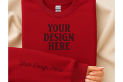 Gildan 18000 Cherry Red Sleeve Mockup Product Image 1