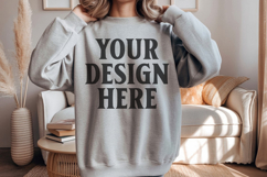 Ash Gildan 18000 Crewnwck Sweatshirt Mockup, gildan 18000 Product Image 1