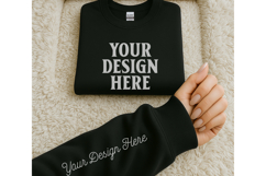 Gildan 18000 Black Sleeve Sweatshirt Mockup | Cozy Crewneck Product Image 1