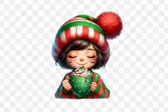 Girl Enjoy Hot Drink Clipart Product Image 3